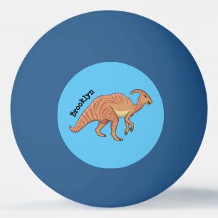 Cute parasaurolophus dinosaur cartoon illustration ping pong ball