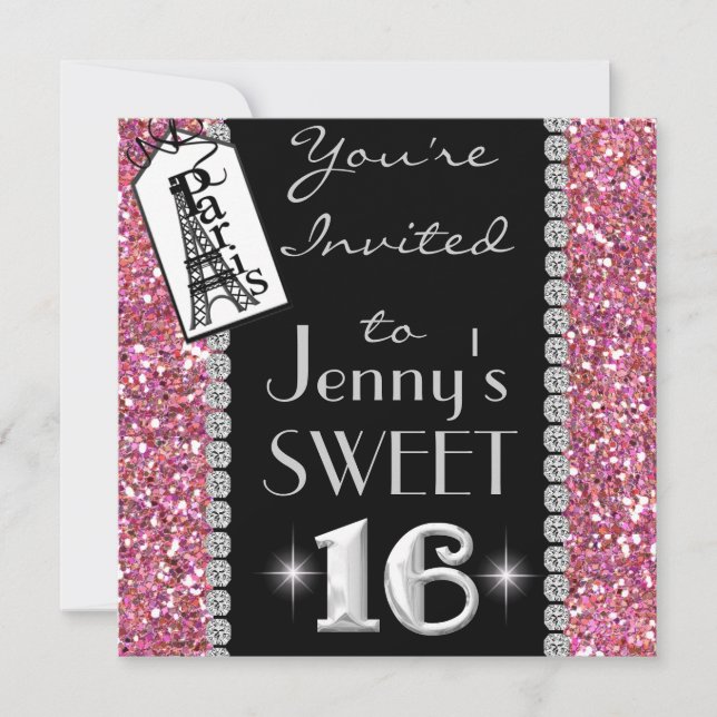 Cute Paris Multi Purpose GLAM Party Invitation (Front)