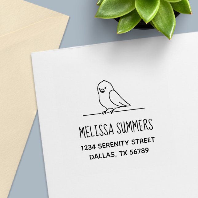 Cute Parrot Bird Sitting above Address Self-inking Stamp (Creator Uploaded)