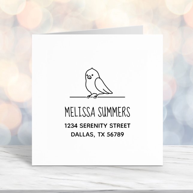 Cute Parrot Bird Sitting above Address Self-inking Stamp (Creator Uploaded)