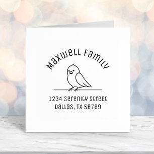 Cute Parrot Bird Sitting Family Arched Address Self-inking Stamp
