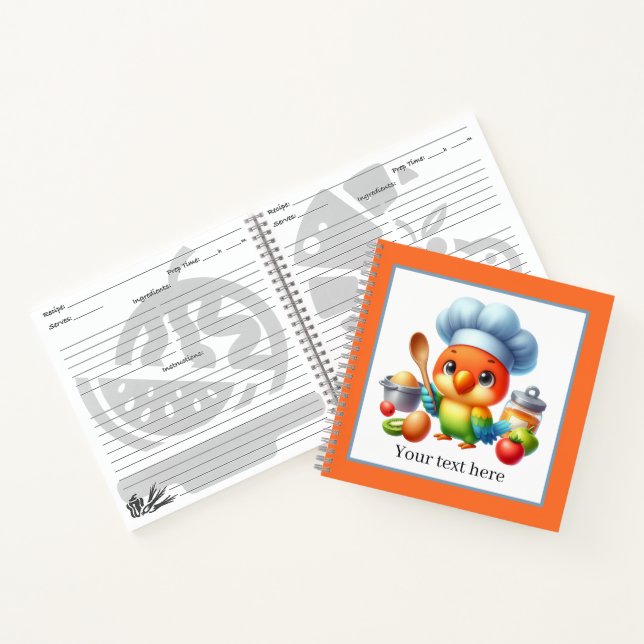 Cute parrot chef cooking lovers  notebook (Inside)
