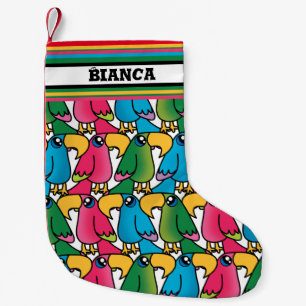 Cute Parrot, custom name Small Christmas Stocking