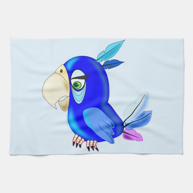 Cute Parrot Funny Kitchen Towel - Customisable (Horizontal)