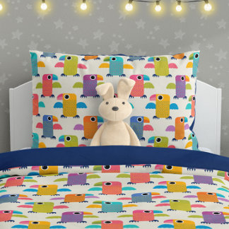 Cute Parrot Pattern on Cream Pillowcase