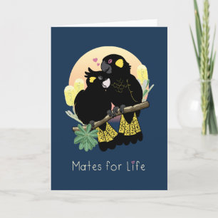 Cute Parrot Valentine's Card with Black Cockatoos
