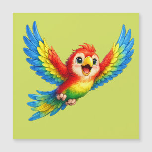 Cute Parrot with Big Eyes Happy Colourful Bird 