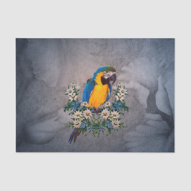 Cute parrot with flowers tissue paper (Front)