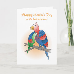 Cute Parrots Happy Mother's Day Card