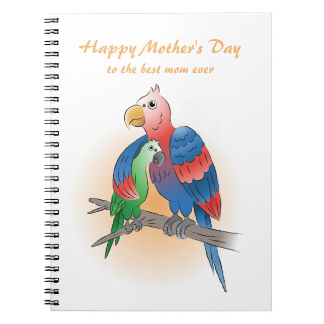 Cute Parrots Happy Mother's Day Notebook (Front)
