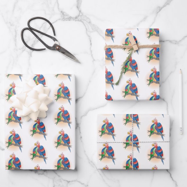 Cute Parrots Happy Mother's Day Wrapping Paper Sheet (Front)