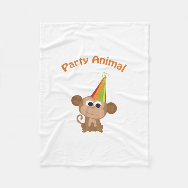Cute Party Animal Monkey Fleece Blanket (Front)