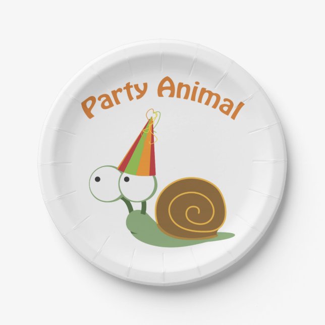 Cute Party Animal Snail Paper Plate (Front)