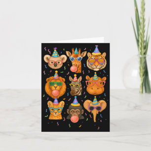 Cute Party Animals Birthday Wildlife Zoo Birthday Card
