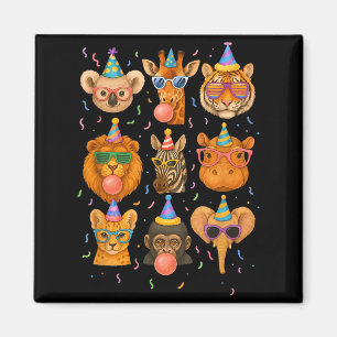 Cute Party Animals Birthday Wildlife Zoo Birthday  Magnet