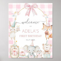 Cute Party Animals Fun To Be One 1st Birthday Pink