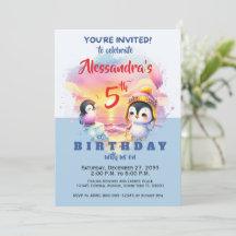 Cute Party Animals Penguin Kids Birthday Party 