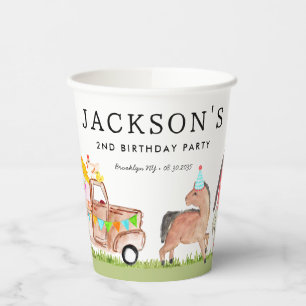 Cute Party Barn Animals Truck Kids Farm Birthday Paper Cups