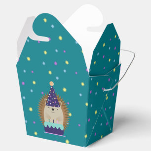 Cute Party Hedgehog with a Confetti Background Favour Box