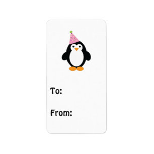 Cute Party Penguin Label