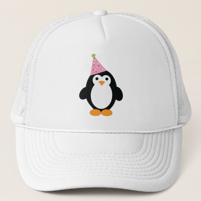 Cute Party Penguin Trucker Hat (Front)