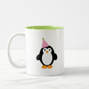 Cute Party Penguin Two-Tone Coffee Mug