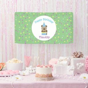 Cute Party Teddy Bear Birthday  Banner