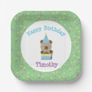 Cute Party Teddy Bear Birthday Paper Plate