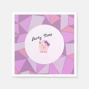 Cute Party Time Girl Pig Napkin