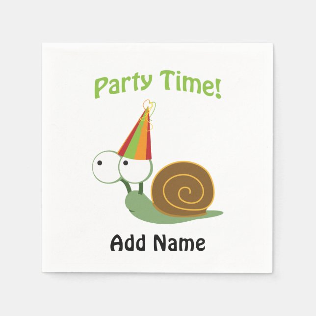 Cute Party Time Snail Napkin (Front)