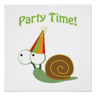 Cute Party Time Snail Poster