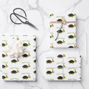 Cute Party Time Turtle Wrapping Paper Sheet