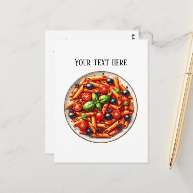 Cute pasta dinner add text postcard (Front/Back In Situ)