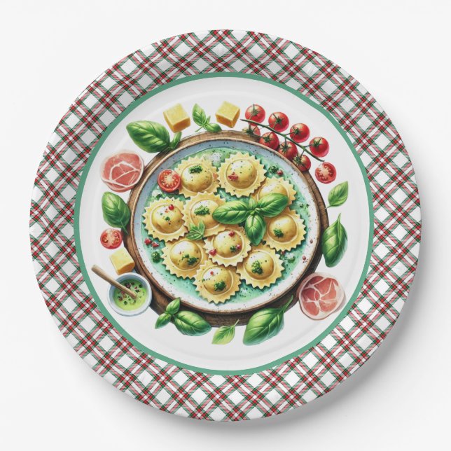 Cute pasta lovers dinner paper plate (Front)