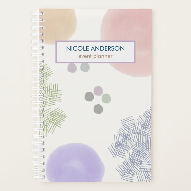Cute Pastel Abstract Brush Stroke Planner (Front)