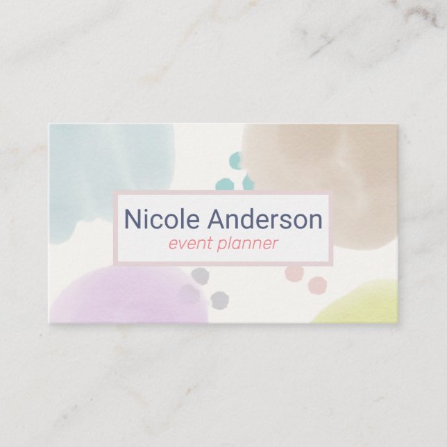 Cute Pastel Abstract Brush Strokes Business Card (Front)