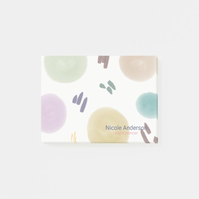 Cute Pastel Abstract Brush Strokes Post-it Notes (Front)
