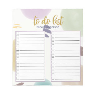 Cute Pastel Abstract Brush Strokes To Do List Notepad