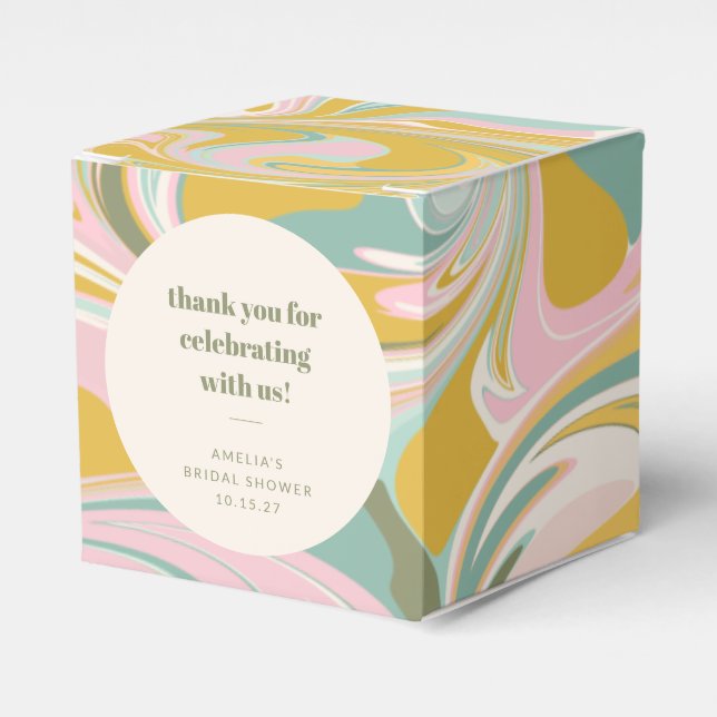 Cute Pastel Abstract Custom Bridal Shower Thanks Favour Box (Front Side)