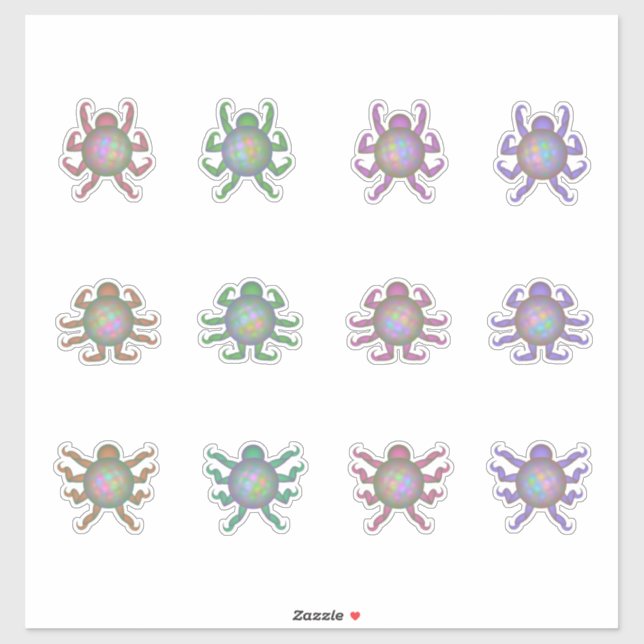 Cute pastel alien creature sticker sheet (Sheet)