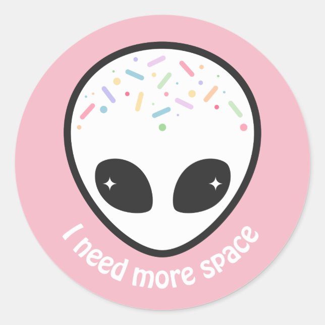 Cute Pastel Alien Head Classic Round Sticker (Front)