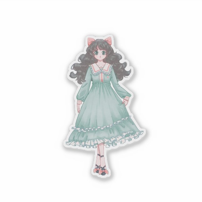 Cute Pastel Anime Girl Doll Aesthetic Vinyl  (Front)