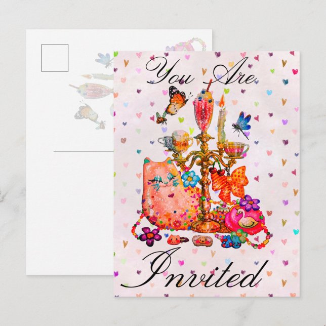 Cute Pastel Announcement Postcard (Front/Back)