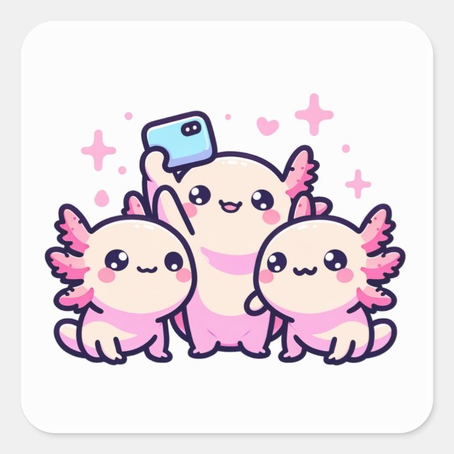 Cute Pastel Axolotl New Design  Square Sticker (Front)