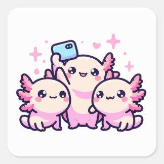 Cute Pastel Axolotl New Design  Square Sticker