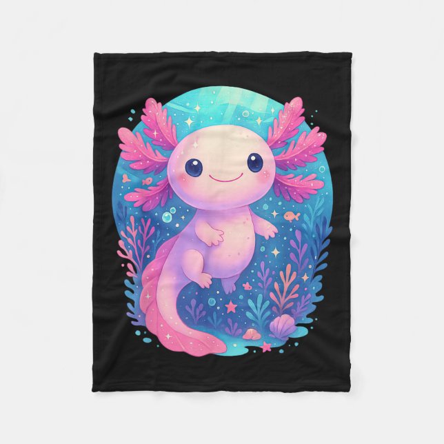 Cute Pastel Axolotl Underwater Ocean Animal  Fleece Blanket (Front)