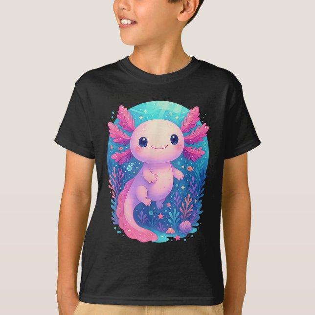 Cute Pastel Axolotl Underwater Ocean Animal  T-Shirt (Front)