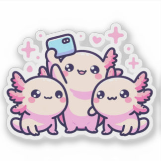  Cute Pastel Axolotls New Designs Selfie Vinyl 