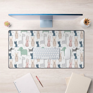 Cute Pastel Baby Animal Pattern Desk Mat