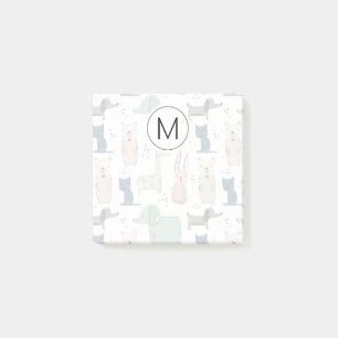 Cute Pastel Baby Animal Pattern Post-it Notes